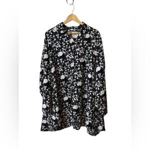 Dubgee‎ by Whoopi Black White Graphic Print Button Down Blouse Shirt 2X